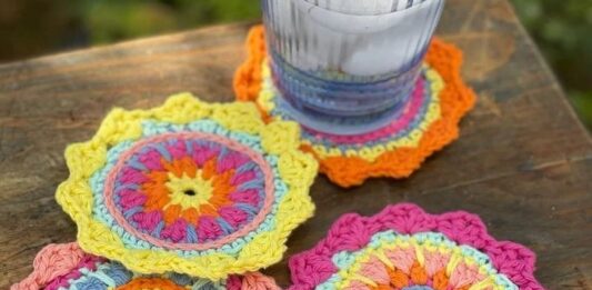 Crochet Flower Coasters Pattern