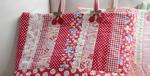Wide Tote Bag Cherry Handles