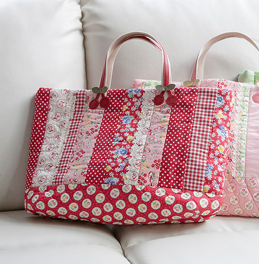 Wide Tote Bag Cherry Handles
